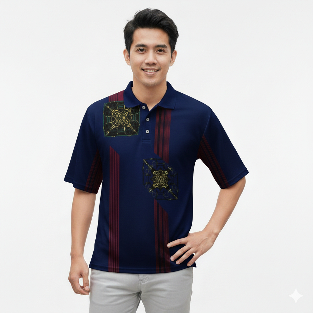 Noveli wear - Kaos Poloshirt Saku Motif | Kaos Distro Batik Kerah Pria | Atasan Baju Saku Dewasa