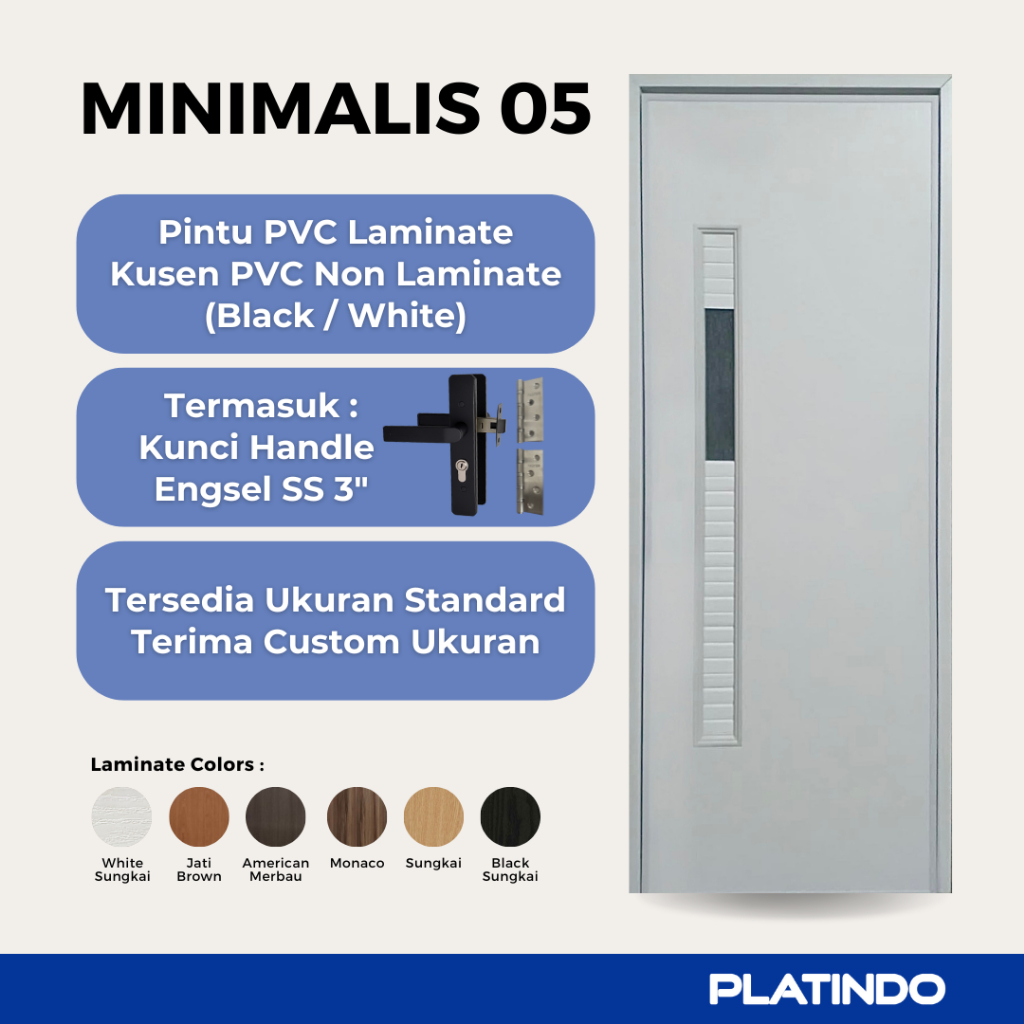 Pintu PVC Kamar Mandi Minimalis 05 Platindo (Custom Ukuran)