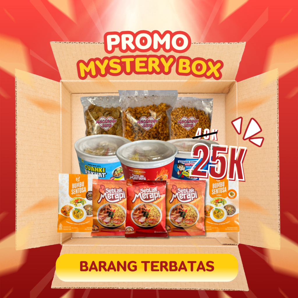 Mystery Box Snack - Makaroni, Basreng, Mie Kremes, Seblak, Cuanki, Batagor, Bumbu Instan
