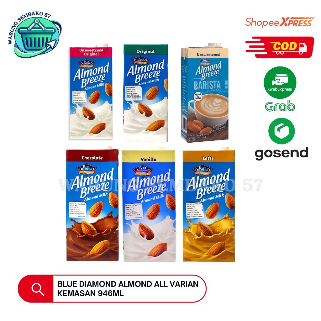 

Blue Diamond Almond Breeze Almond Milk All Varian Kemasan 946ml