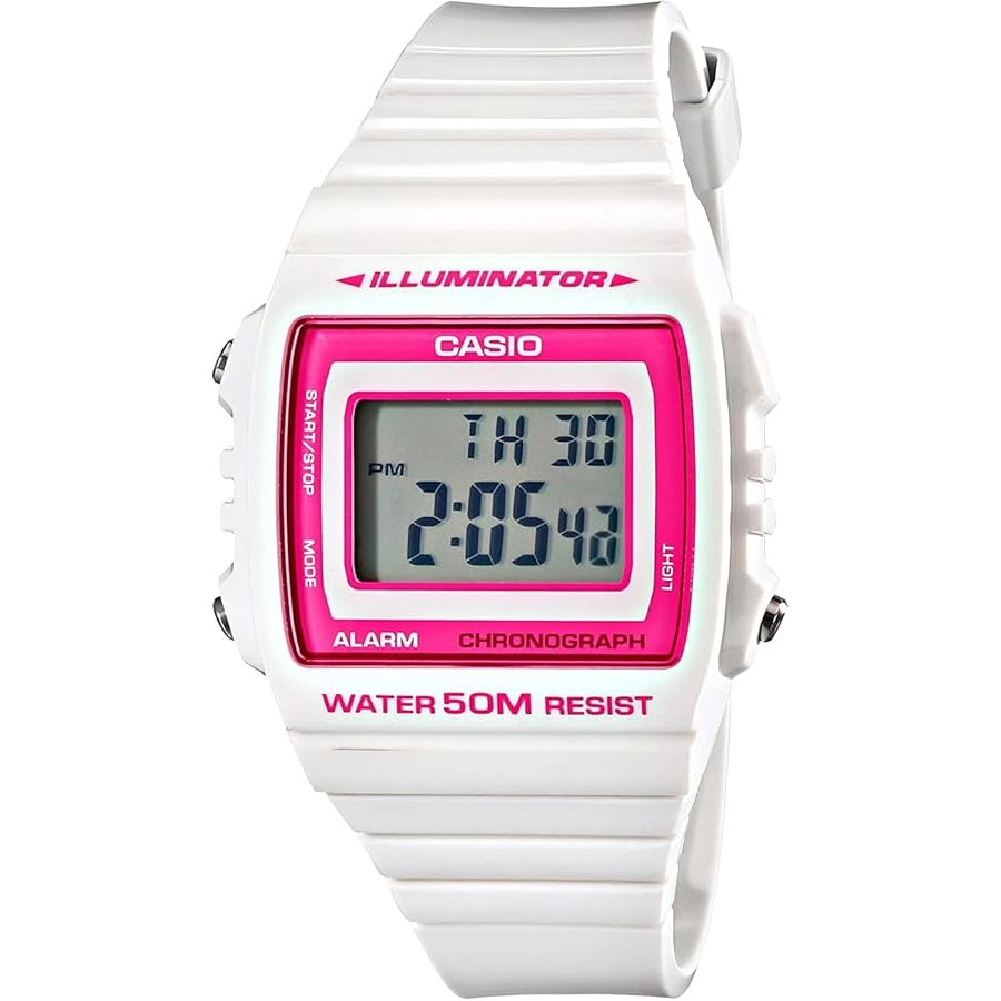 Casio Standar W-215H-7A2VDF Alarm Chrono WR 50M Digital Dial White Resin Strap