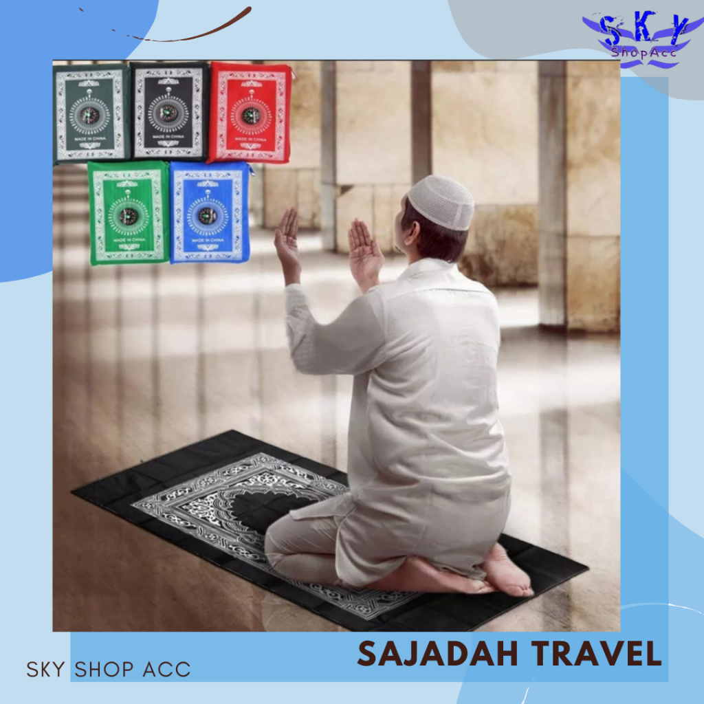 Sajadah Lipat Sajadah Travel Kompas Kiblat Pocket Prayer Mat With Compass