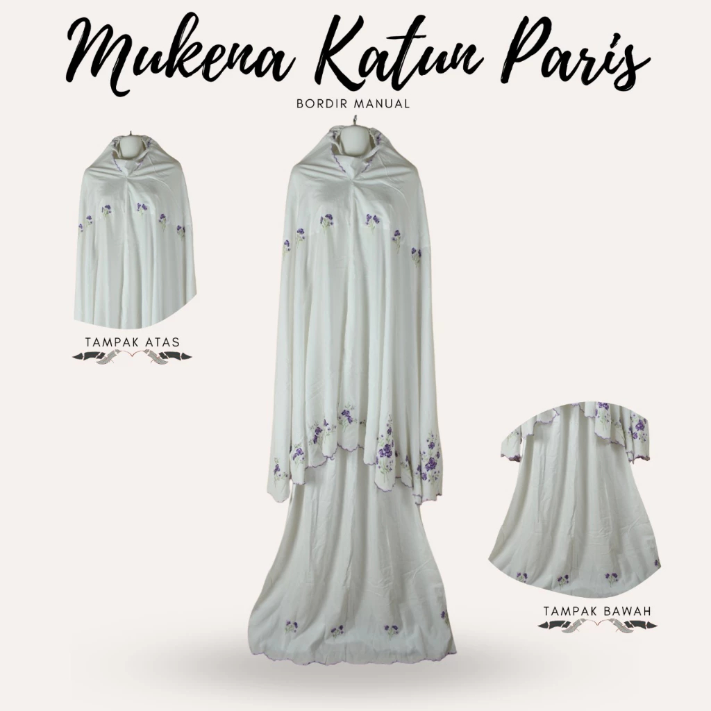 Mukena Bordir katun paris pola butik jumbo bagus