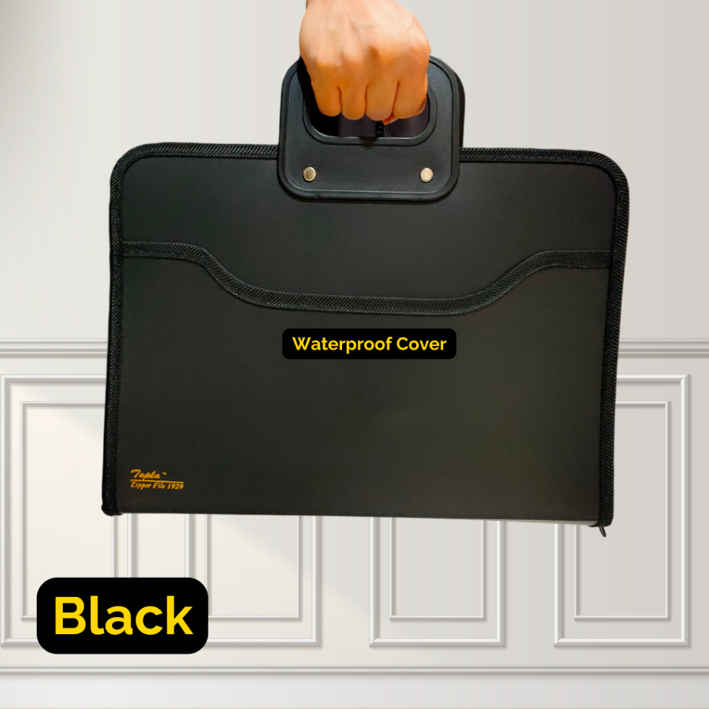 

TOPLA Tas Map Dokumen RESLETING ANTI AIR F4 A4 ZIPPER FILE Kancing Document Bag Plastik Les Berkas