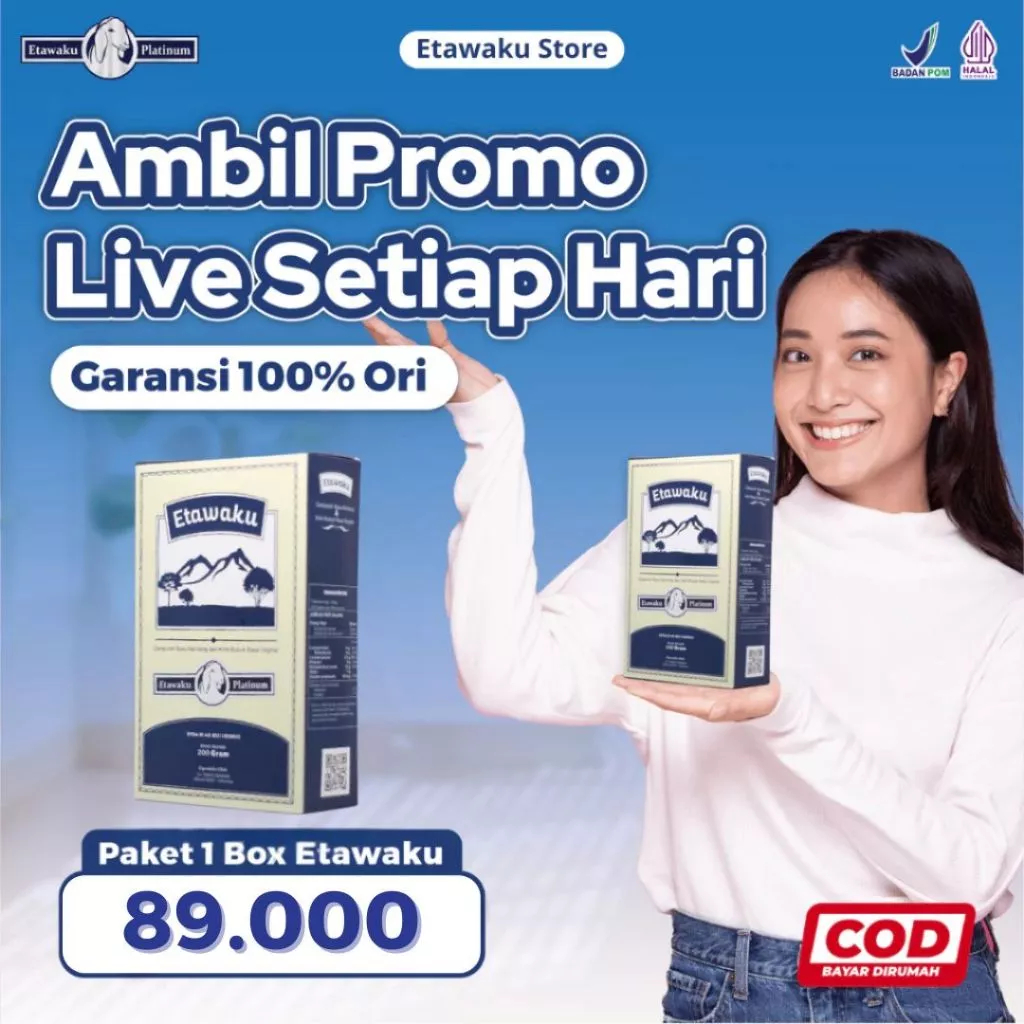 

Etawaku Platinum Susu Kambing Etawa Untuk Nyeri Tulang Sendi dan Sesak 1 Box