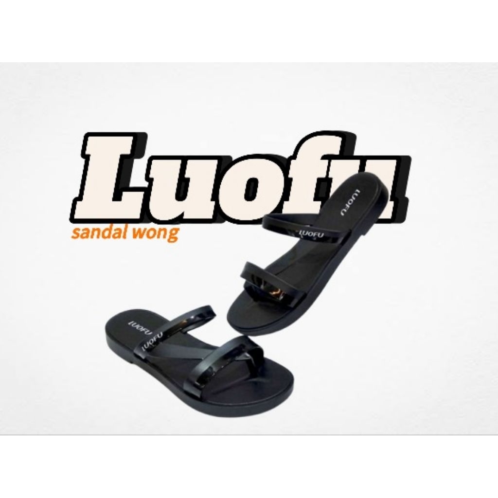 Sandal Luofu Hitam f2320 Selop Ada Japit Di Jempol Kaki