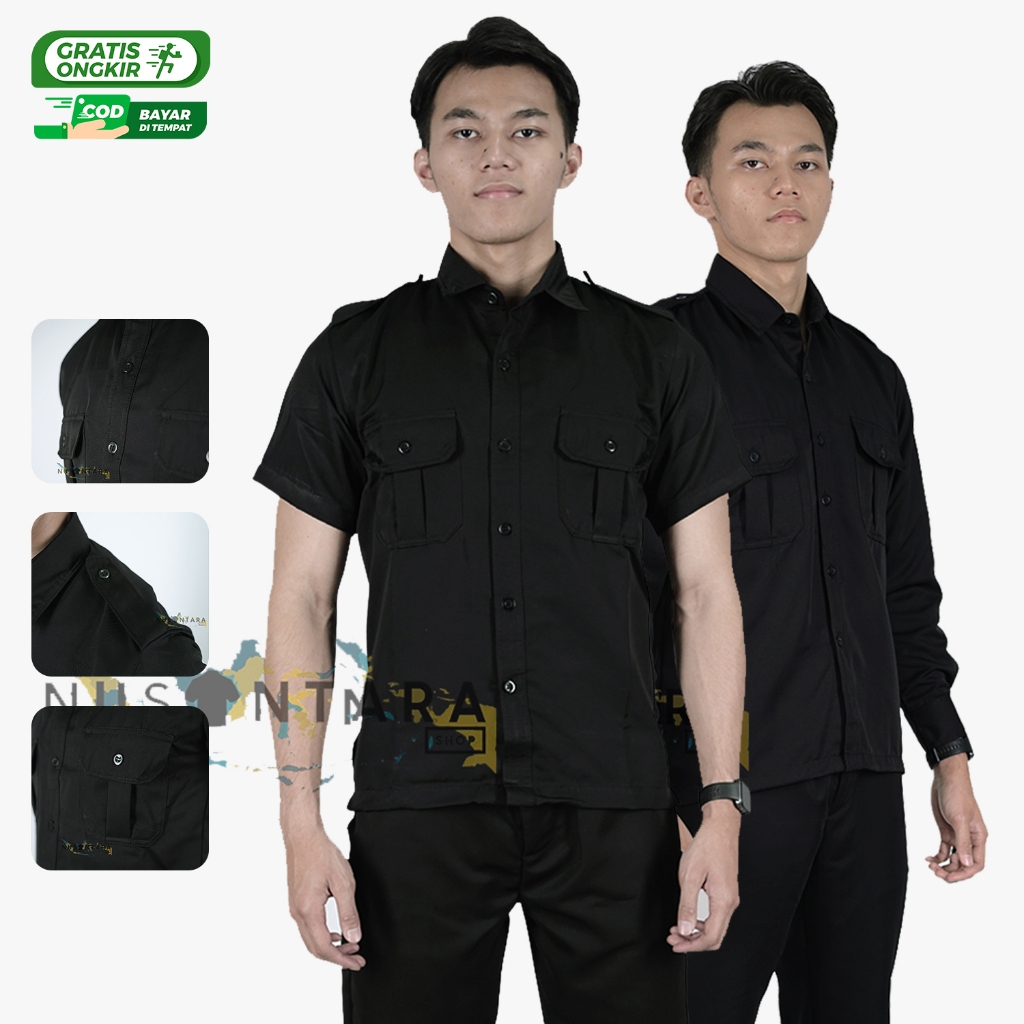 Kemeja Pdh Hitam Pria Seragam Dinas Pemda Pria Lengan Pendek