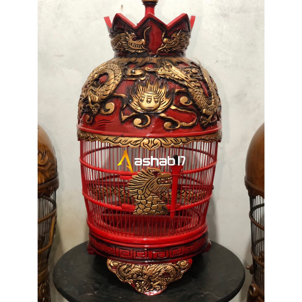 Sangkar Perkutut Ukir Naga Kayu jati