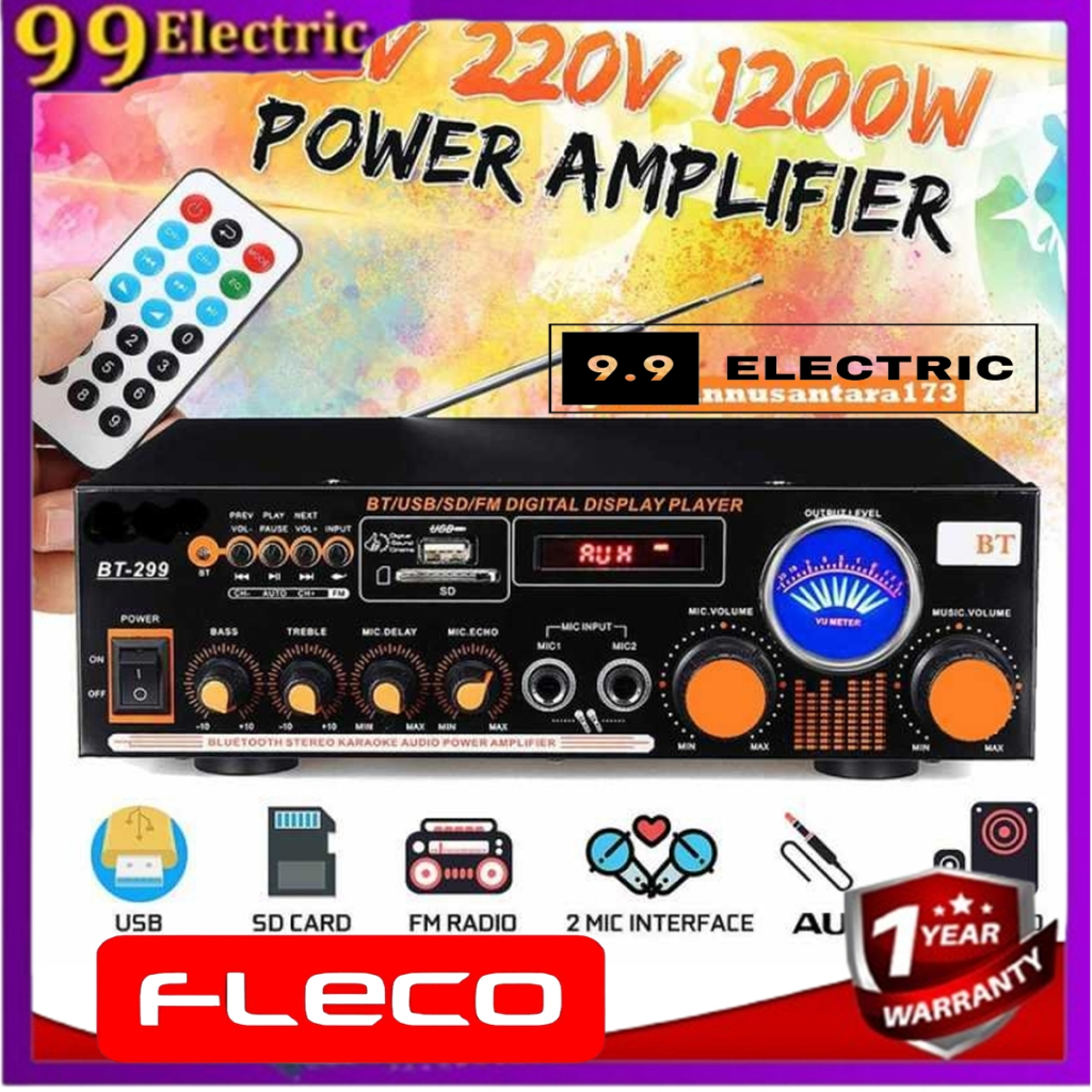 Power Amplifer Bluetooth FLECO BT-299 AMPLIFIER BLUETOOTH KARAOKE