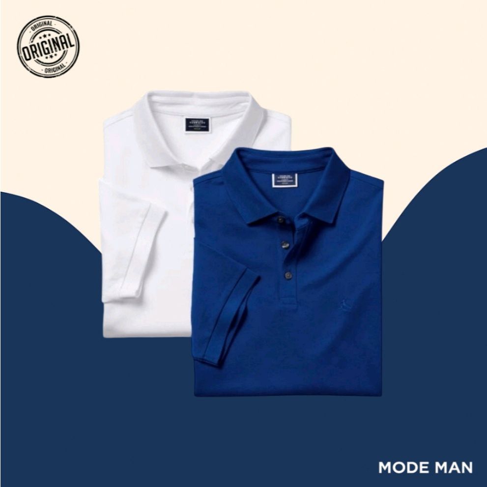 Charles Tyrwhitt Men's Pique Polo – Royal Blue & Putih, Size S – Polo Katun Premium 100% Original