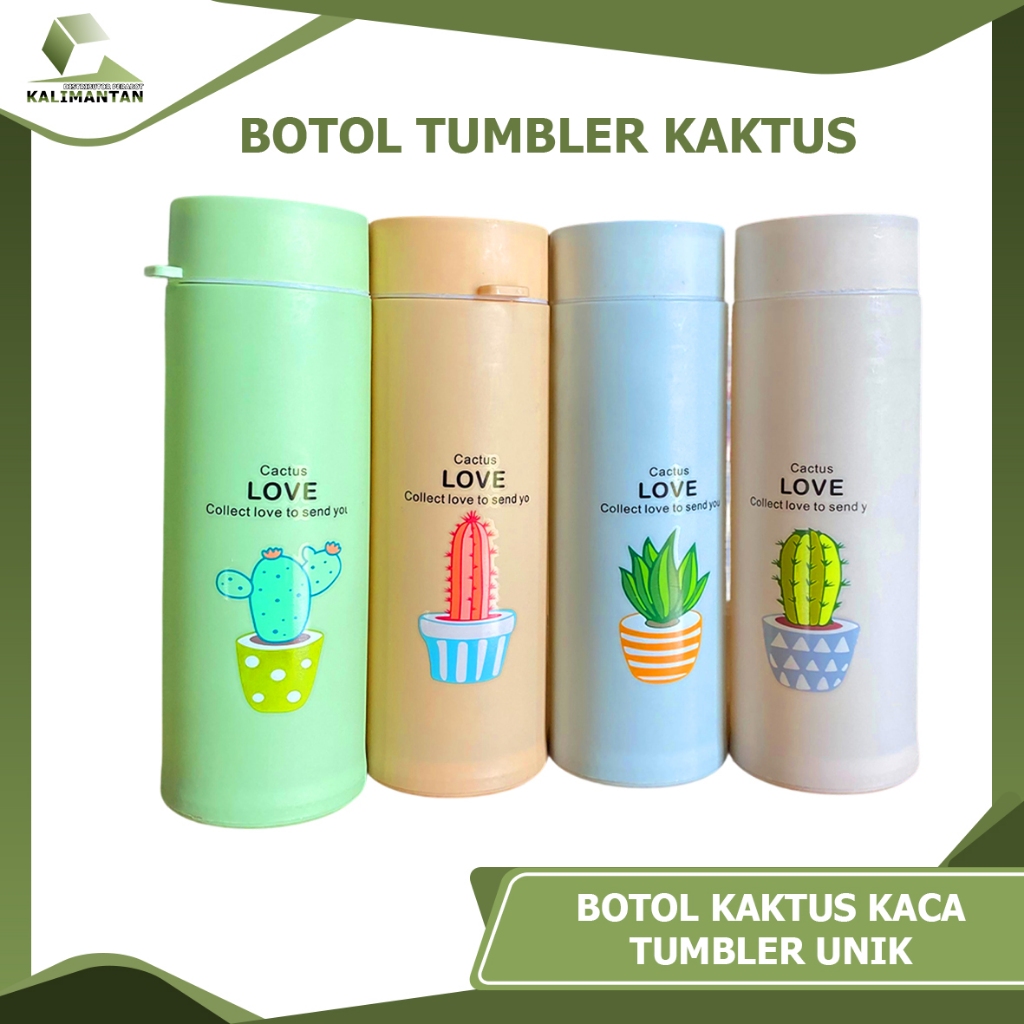 Botol Kaktus Tumbler Unik / Botol Minum Gambar Kaktus + Box