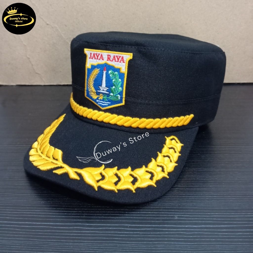 TOPI KOMANDO PEMDA DKI HITAM FREE NAMA - TOPI PEMDA DKI JAKARTA