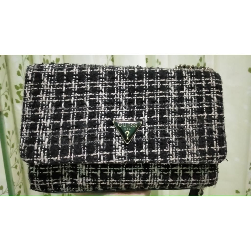 Guess Cessily Tweed Convertible Crossbody Bag