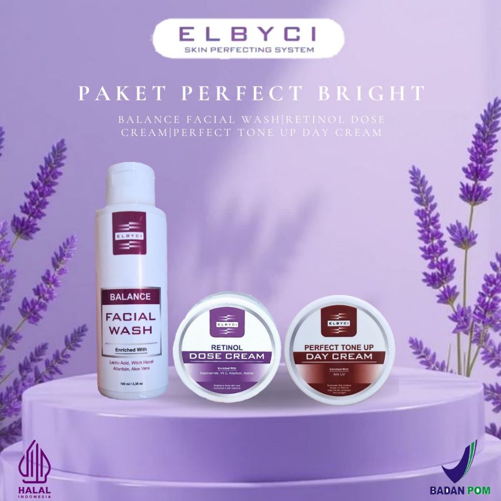 PAKET WAJAH PERFECT BRIGHT - KELUHAN NODA HITAM, FLEK & CERAH NATURAL - NEW ELBYCI SKINCARE
