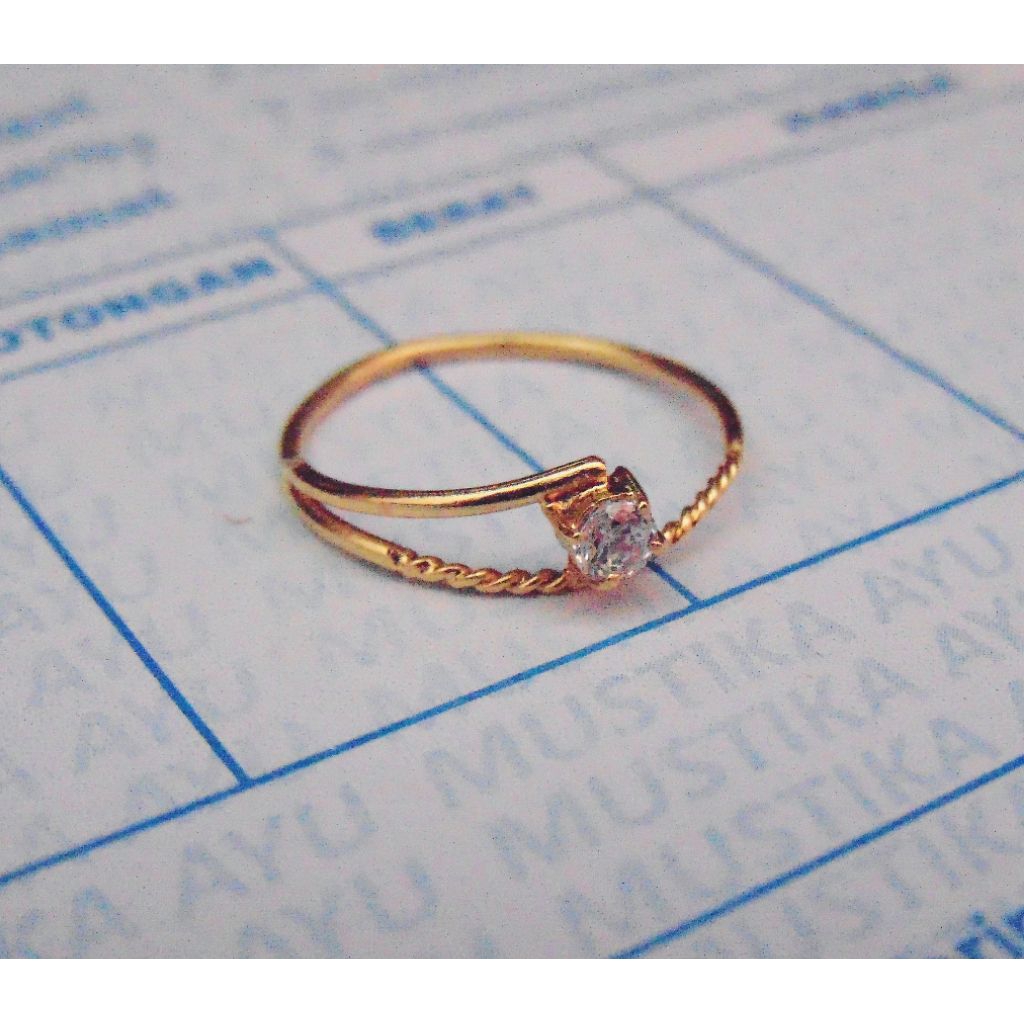 Cincin Wanita Perak Asli 925 Lapis Emas 24k Model Permata Simple/Cincin Wanita Elegan