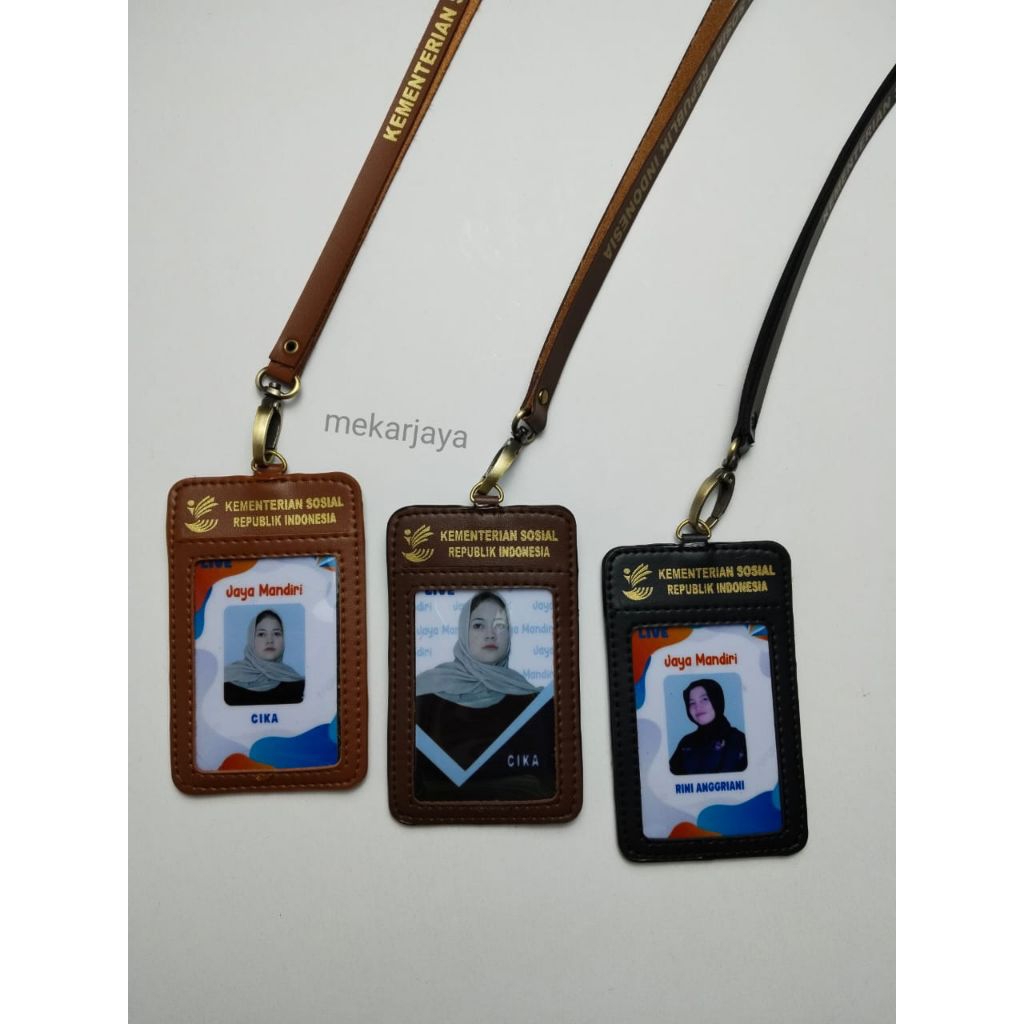 Tempat Id Card KEMENSOS Kulit / Id Card Holder Kemensos Dinsos Gantung / name tag kemensos dinsos ku