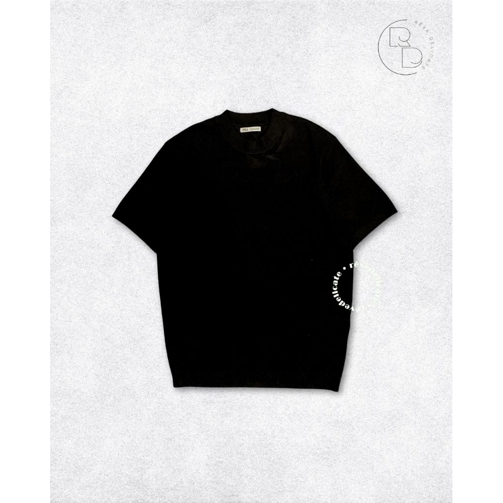 ZARA T-Shirt Pria Original Size M - Kaos Hitam Basic Casual Minimalis