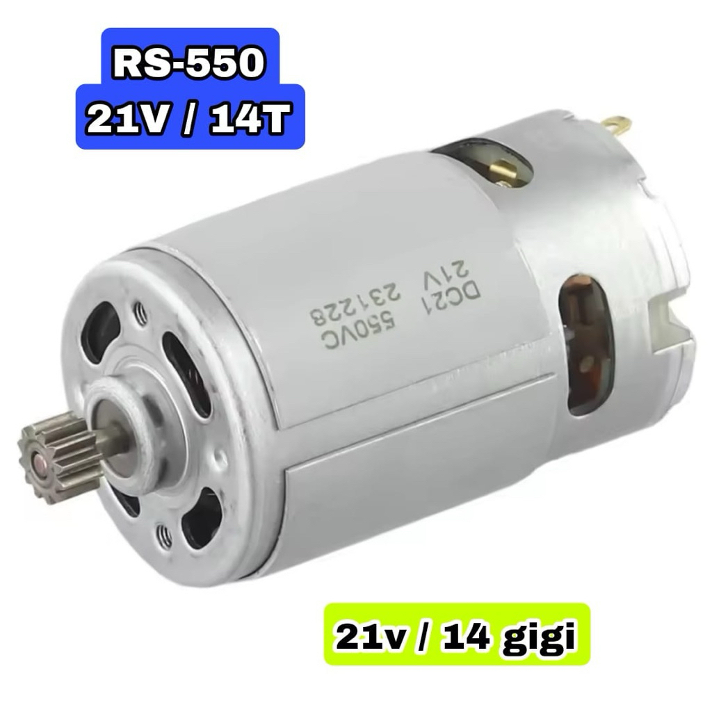 Dinamo dc RS 550 21V 14 gigi motor dc tegangan 21v