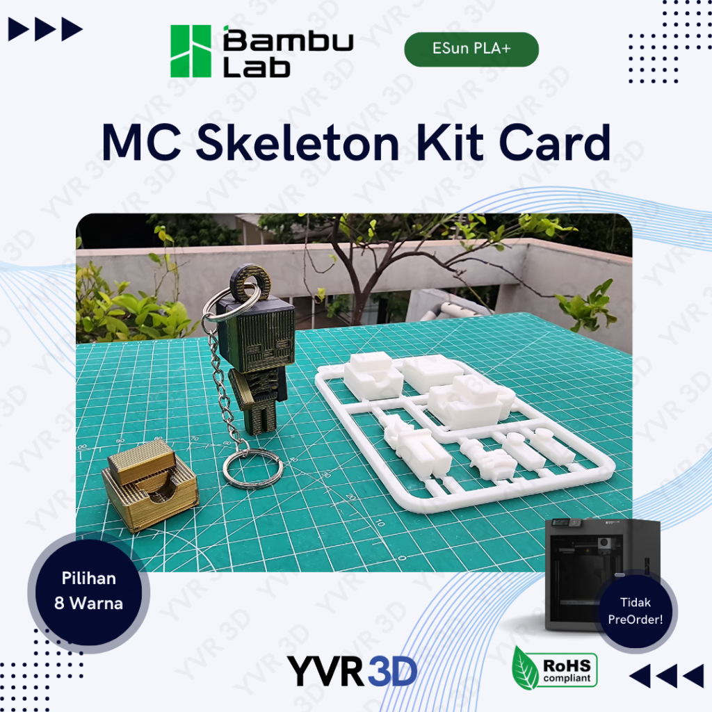 Kit Card MC Skeleton 3D Print - Mainan Rakit DIY Gantungan Kunci Tengkorak