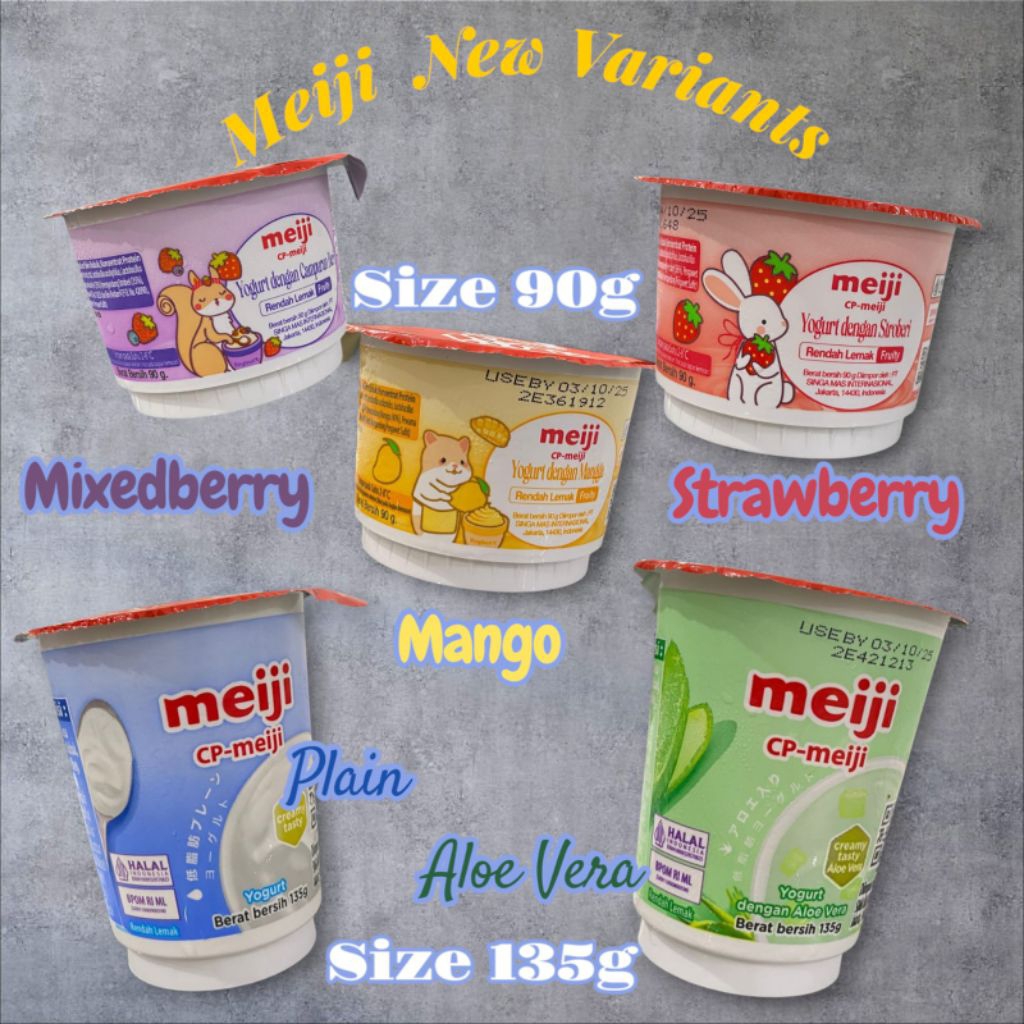 

Meiji yogurt rasa buah asli probiotik cemilan sehat anak strawberry mixedberry mango 90g