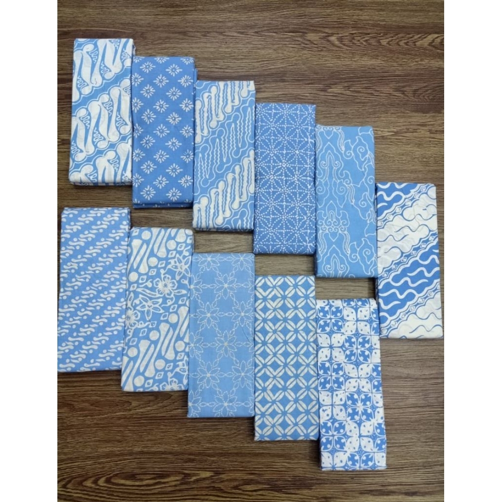 kain Batik katun garutan biru