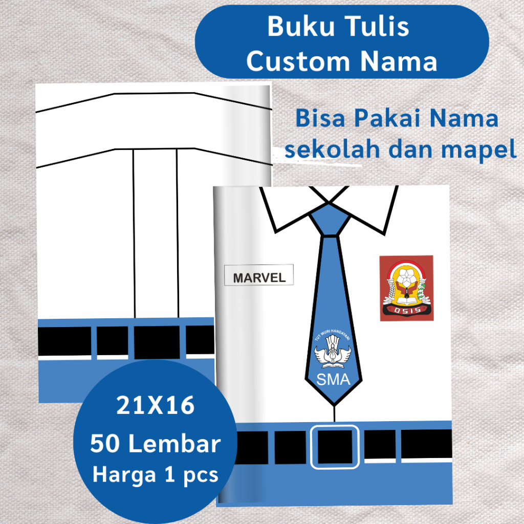 

Buku Tulis Custom 50 Lembar Seragam Sekolah TK,SD,MI,SMP,SMA /Buku Tulis, Buku Tulis Anak