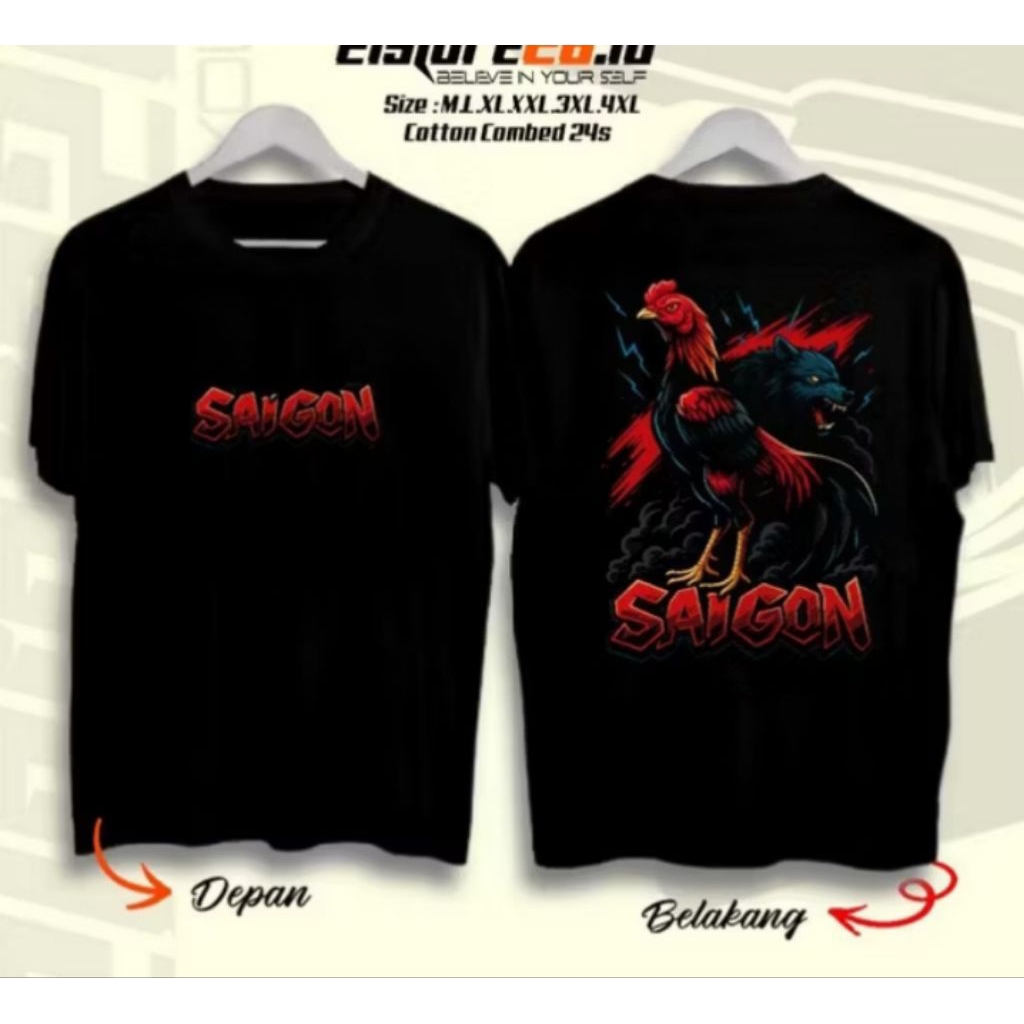 Kaos T-shirt Saigon Desian Ayam Bangkok Kaos Distro Unisex