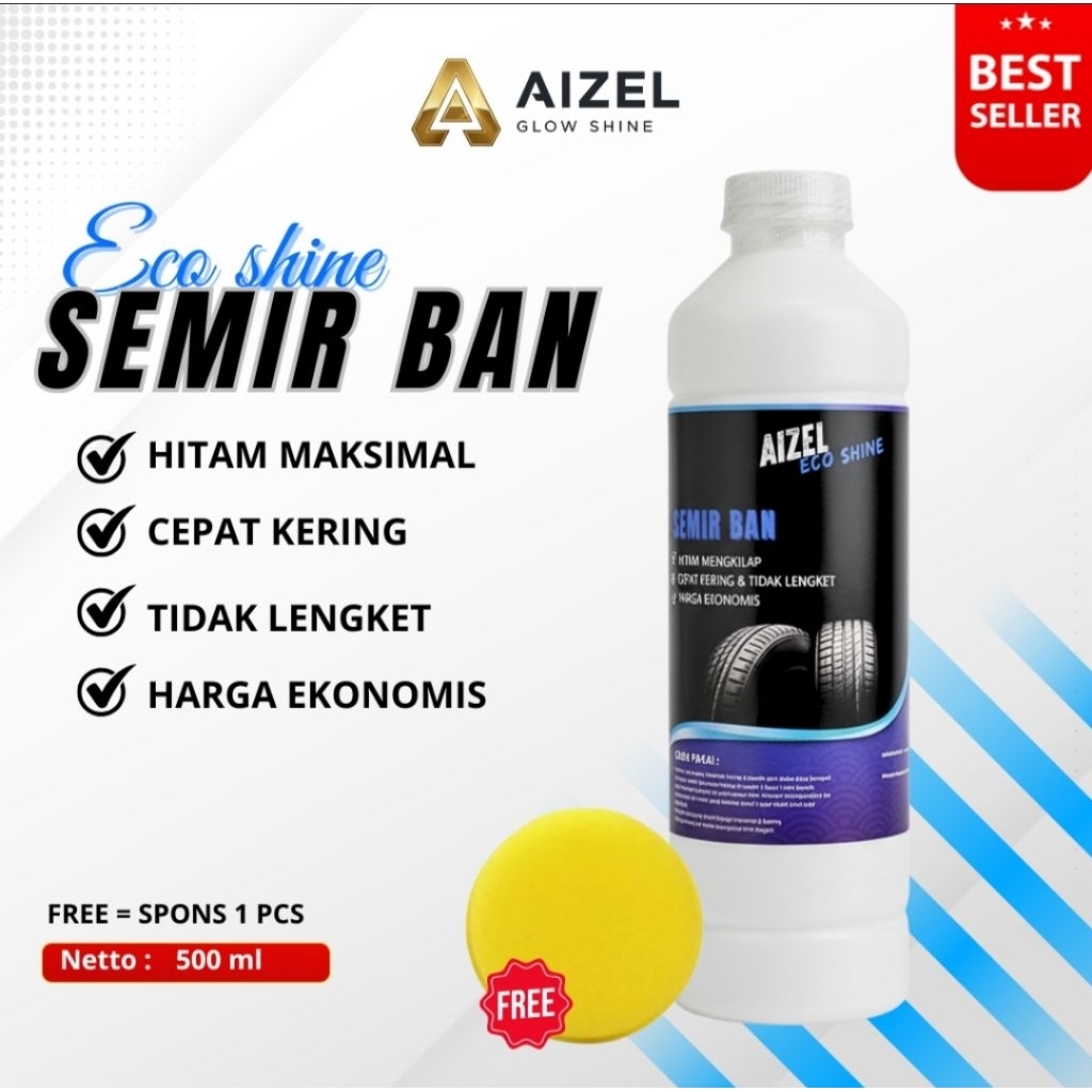 AIZEL Eco Shine Semir Ban motor & mobil 250ml/500ml – Hitam Maksimal, Harga Ekonomis