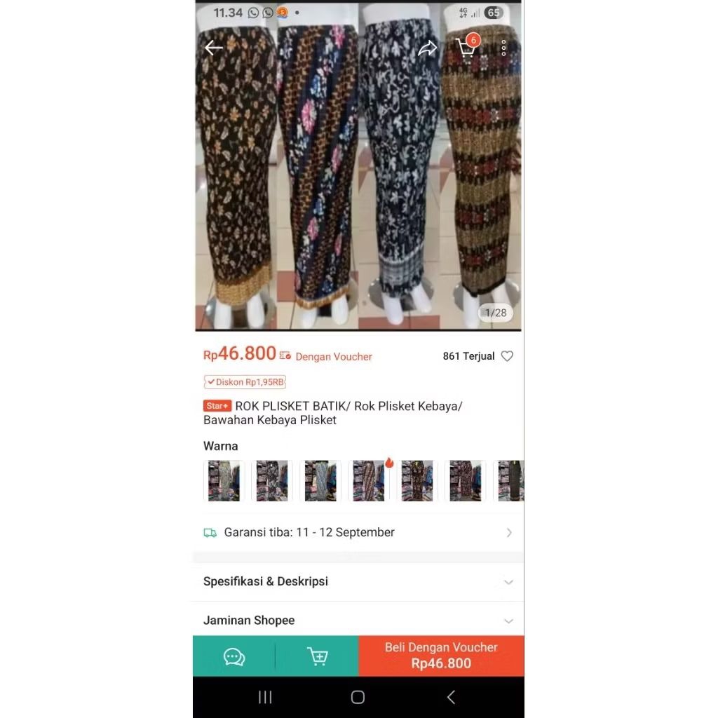 ROK PLISKET BATIK(PRELOVED-KERASAKTISIVER)