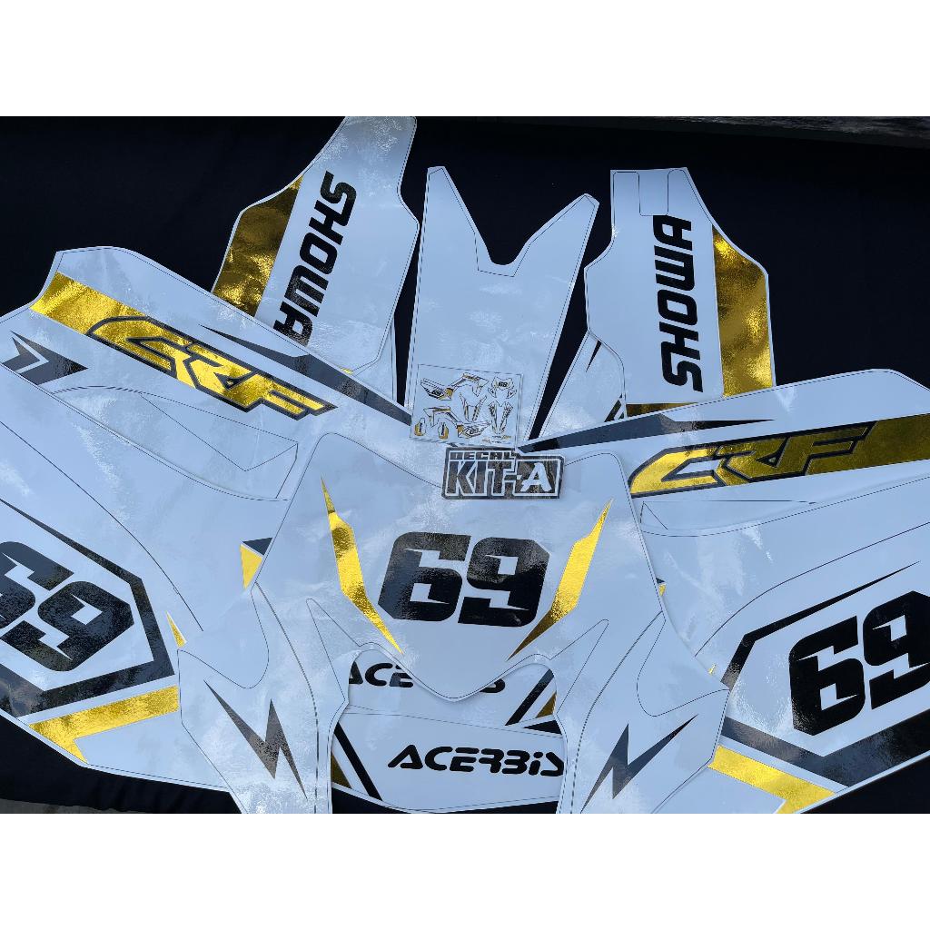 Decal Sticker Crf150 Dekal Striping Crf 150l Full Body Putih Cutting Gold