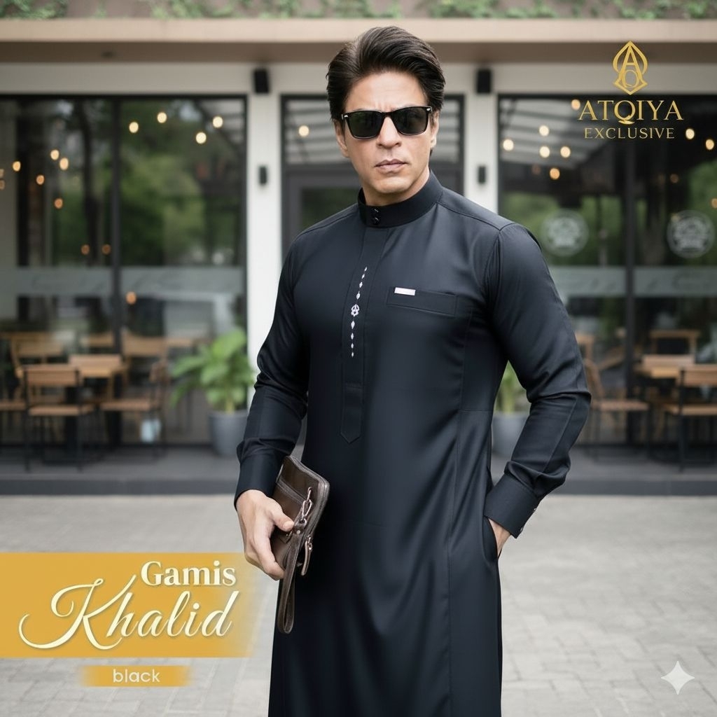 NEW ATQIYA MOTIF ADAM 2 & KHALID  / Gamis pria dewasa / Jubah laki-laki lengan panjang / Busana Musl