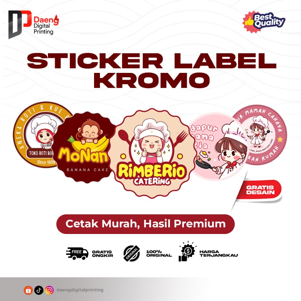 

Cetak Stiker Label BULAT CHROMO Non Waterproof Toko Olshop