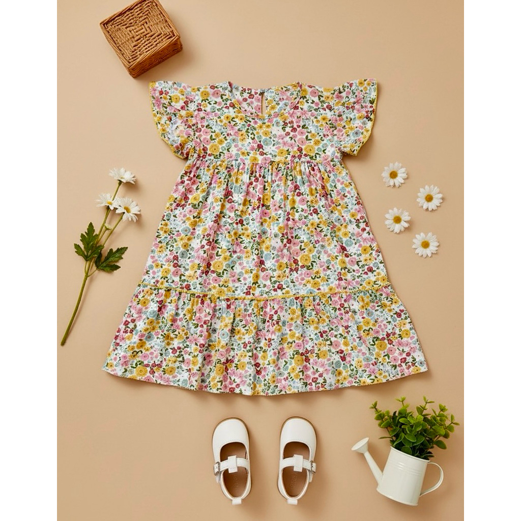 Premium [ Albakids ] Lolita Dress Anak Perempuan Baju Anak Perempuan Bahan Rayon Premium Adem Usia