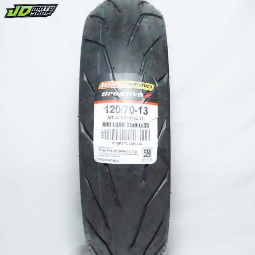 BAN ASPIRA PREMIO SPORTIVO 2 120/70-13 BAN NMAX ADV 150 160 UKURAN 120/70-13 MEDIUM COMPOUND PRODUKS