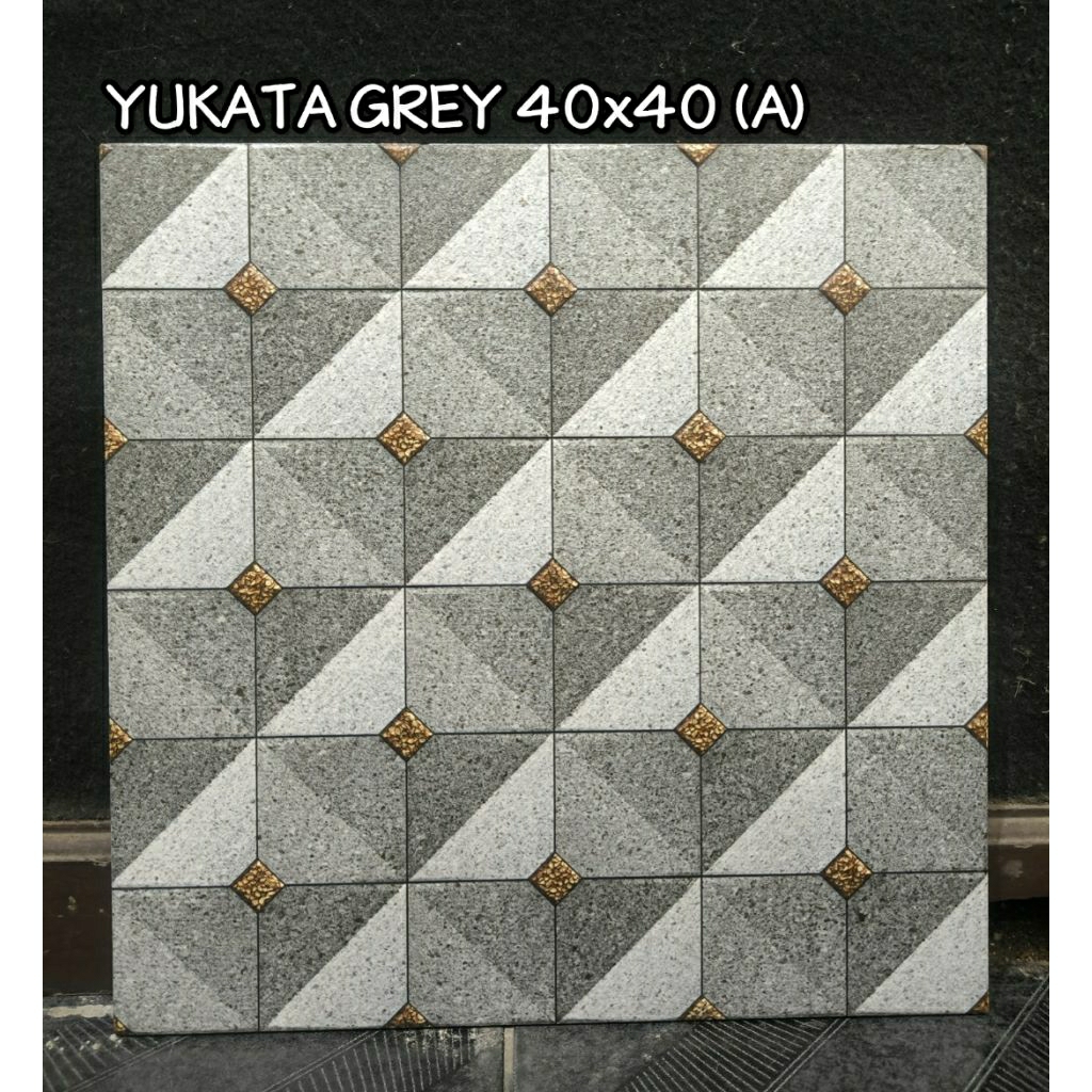 Keramik Mulia Ceramics Lantai 40x40 kasar batu batu motif minimalis simple Chadstone Grey beige Abu 