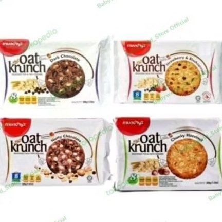 

Munchys Oat Krunch biskuit import 208gr ( isi 8 ) rasa Dark choco / Chunky Hazelnut / Strawberry Blackcurrant / Nutty Choco