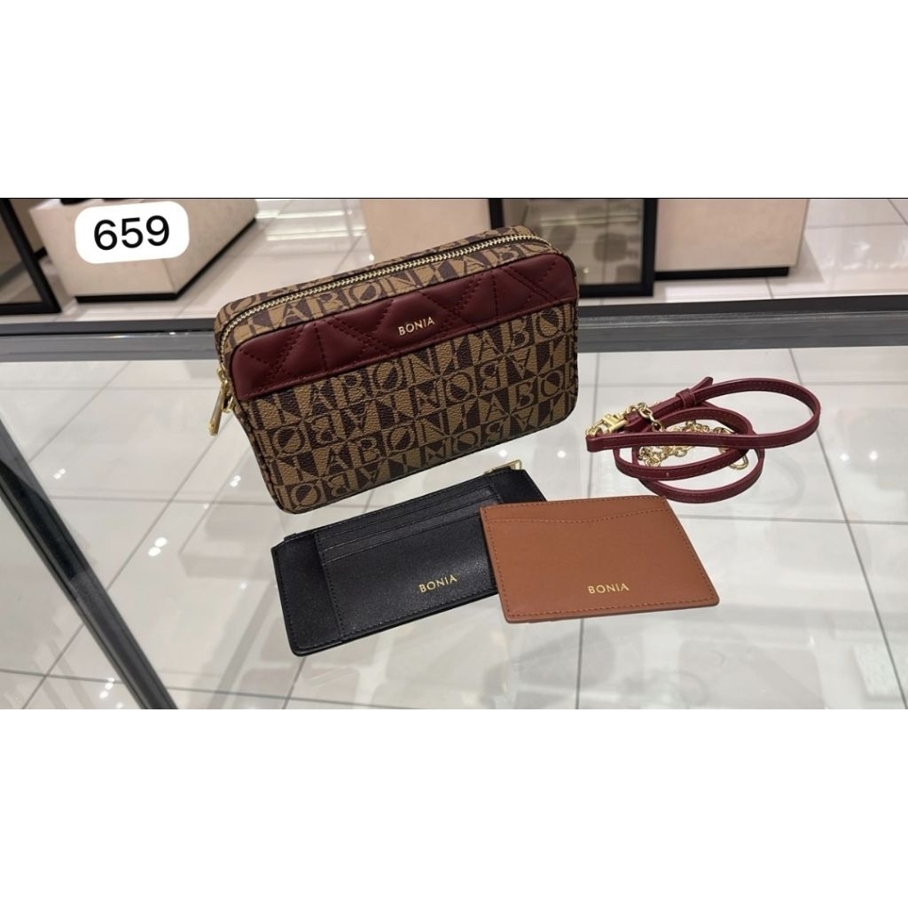 tas bonia original sling bag rantai monogram free card holder