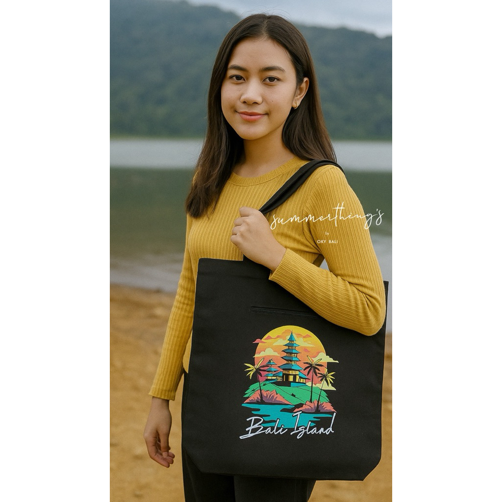 Tote Bag Hitam Bali Island