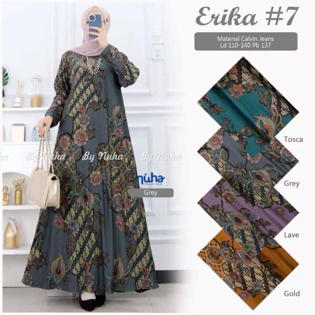 nindi maxi dress ori Nuha gamis diana denim gamis jumbo ld120 ld 130 gamis premium gamis terbaru gam