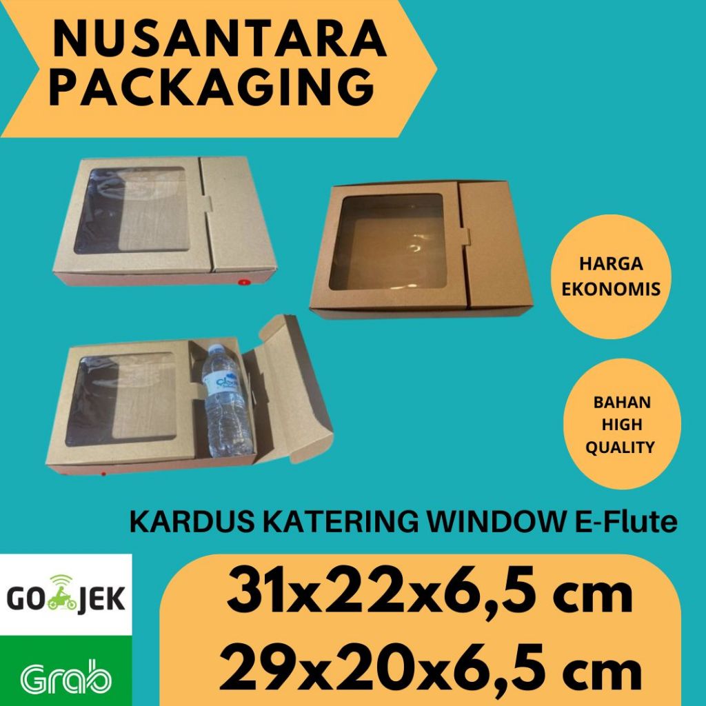 KARDUS KATERING SEKAT WINDOW / KOTAK MAKANAN / BOX KARTON CORUGATED DIE CUT E-FLUTE / HAMPERS