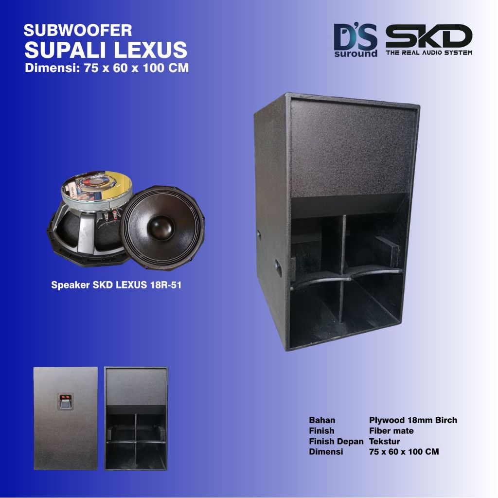 BOX SUBWOOFER 18 INCH SINGLE SUPALI 18 INCH SKD LEXUS SKD 1200