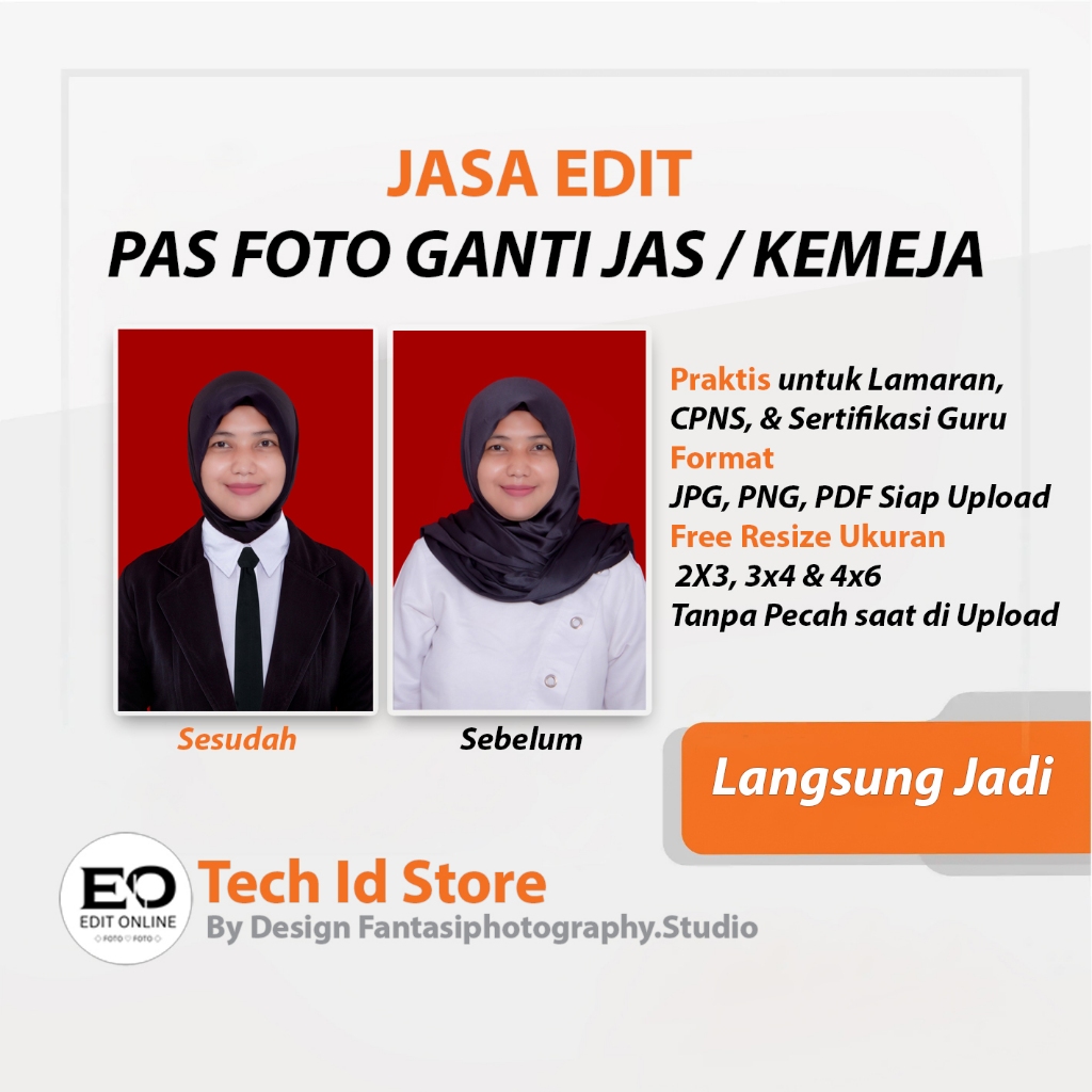 Edit Pas Foto Wanita Hijab Ganti Jas / Kemeja – Pas Foto Lamaran Kerja, CPNS, Sertifikasi