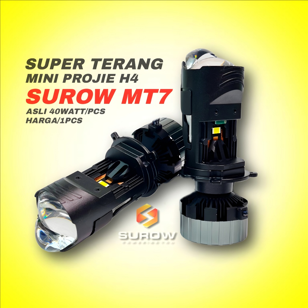 LAMPU LED MOBIL MOTOR H4 MINI PROJECTOR PROJIE SUROW MT7 SUPER TERANG 40 WATT