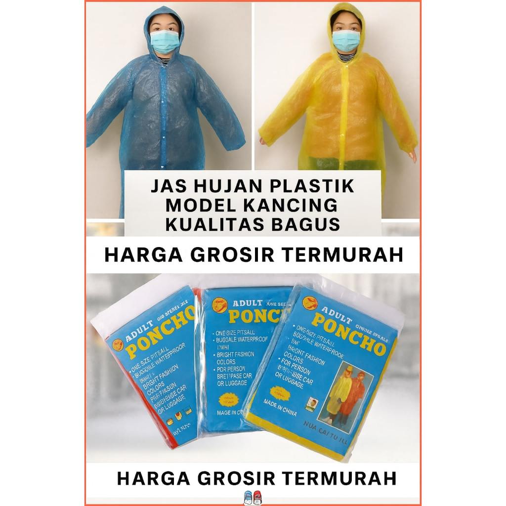 Jas Hujan Plastik Ponco Tebal Kualitas Super Harga Grosir Murah-Jas Hujan Plastik Ponco Tebal Premiu