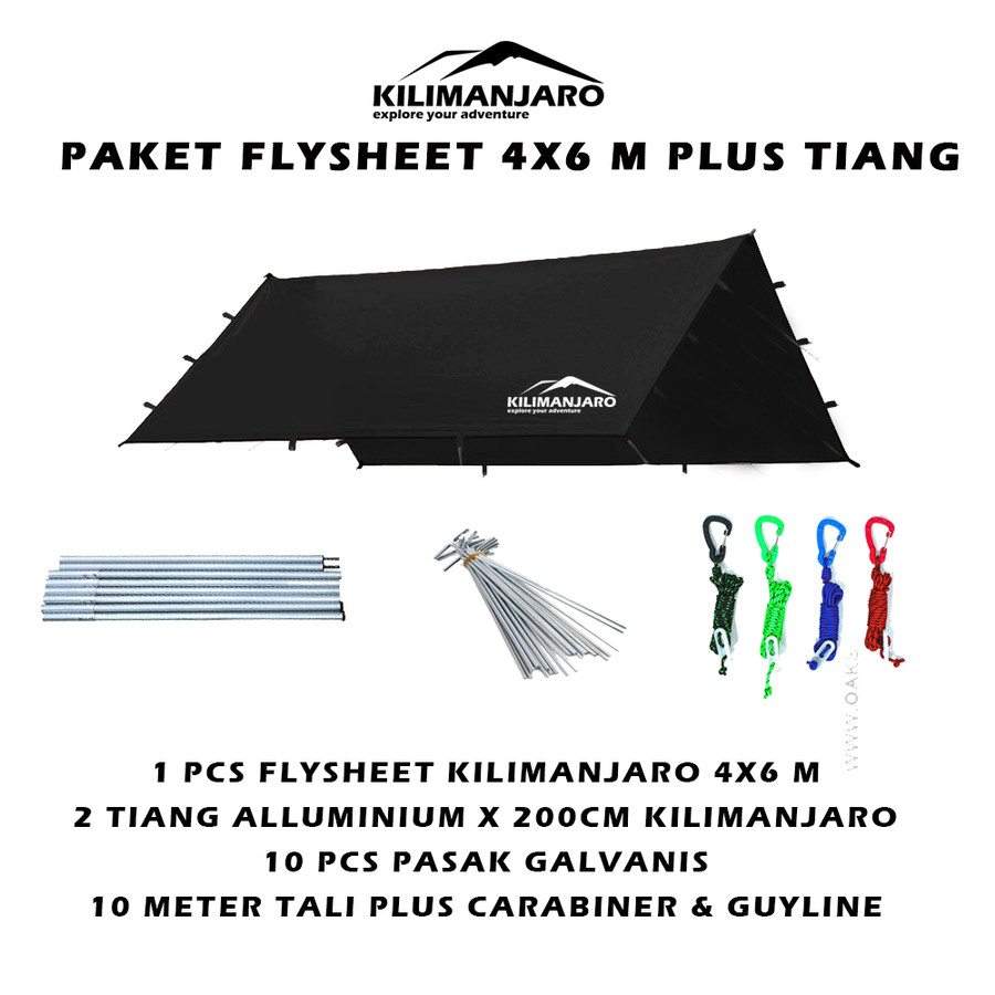 Paket Flysheet 4x6 M + Pasak Tali Tiang + Flysheet Kilimanjaro