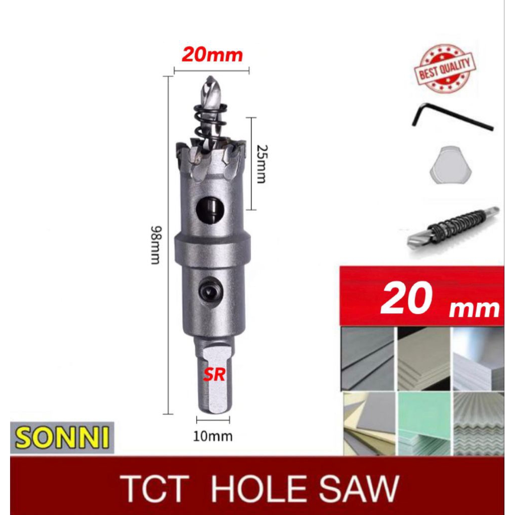 Hole Saw TCT 20 mm/ Mata Bor Besi Merk SONNI