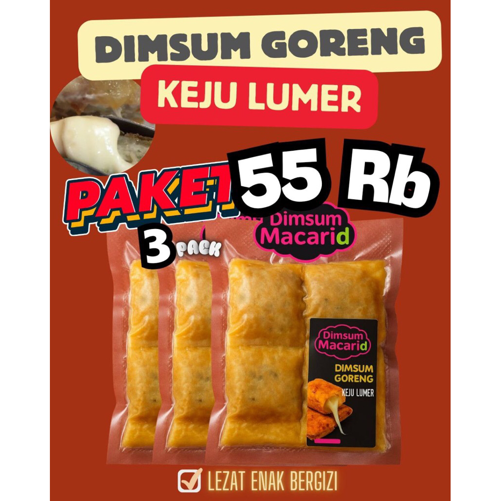 

Dimsum Goreng Keju Lumer crot isi 4 (Paket 3 pack)