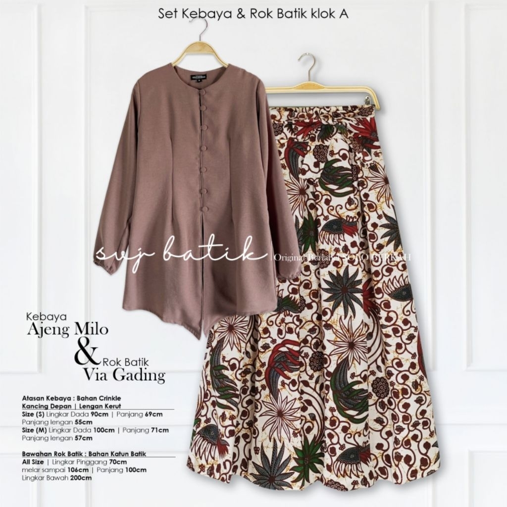 SET KEBAYA AJENG MILO ROK BATIK KONDANGAN KEKINIAN JUMBO MODERN