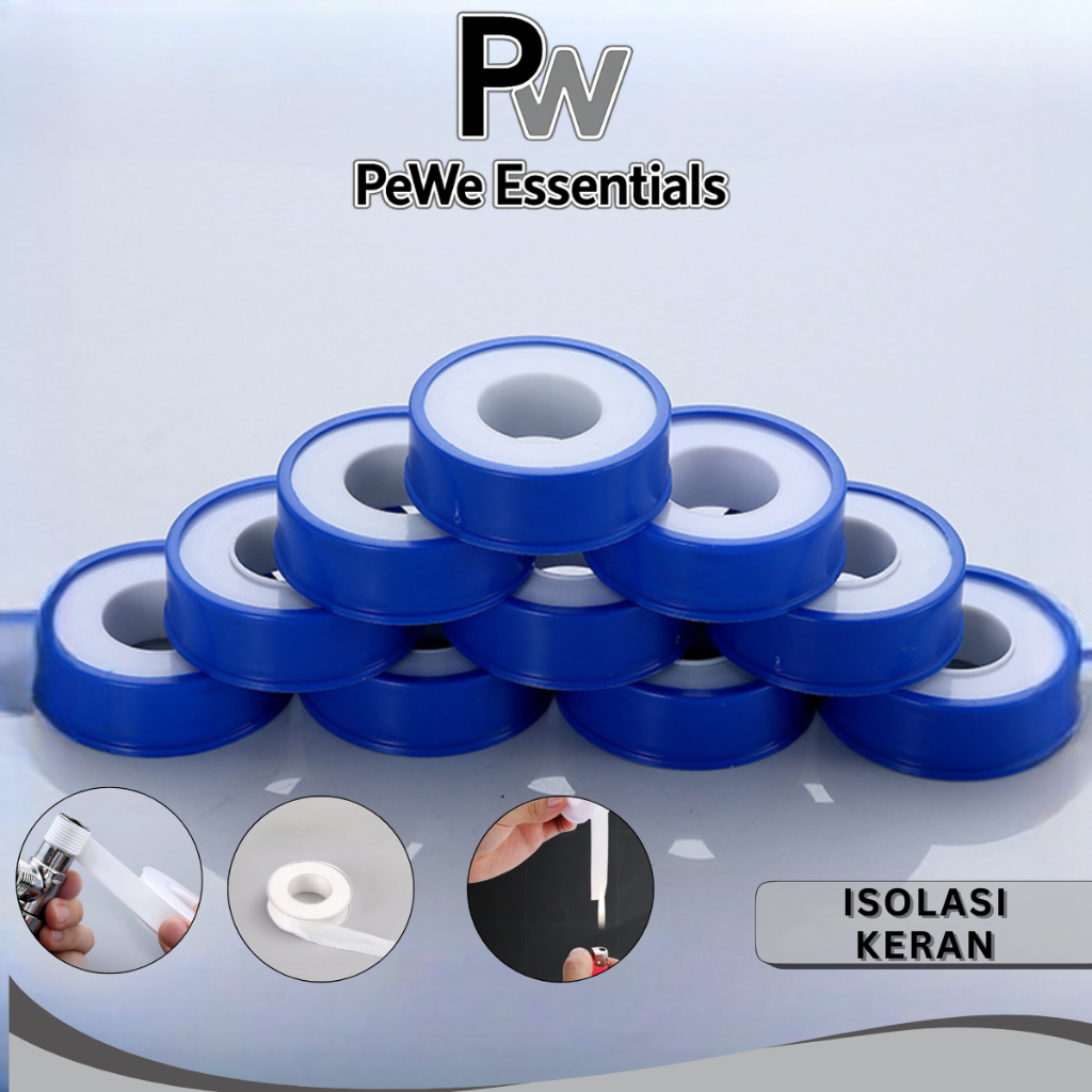 PW - Lakban Teflon Putih 20 Meter | Isolasi Ulir Pipa Air PDAM Gas Sambungan Anti Bocor 7.3cm x 2.5c