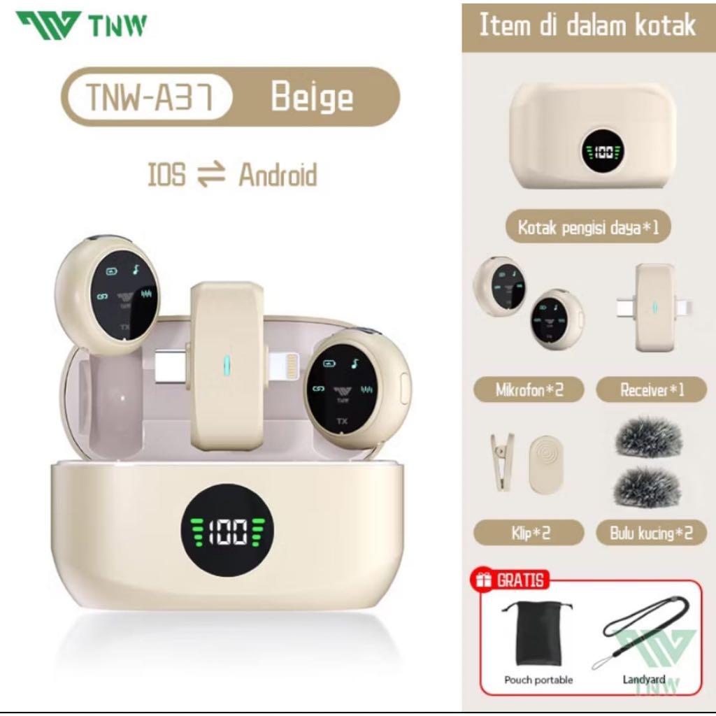 Preloved - TNW A37 Wireless Microphone 2 in 1 CLip On Mic Magnetic Mikrofon HP Plug